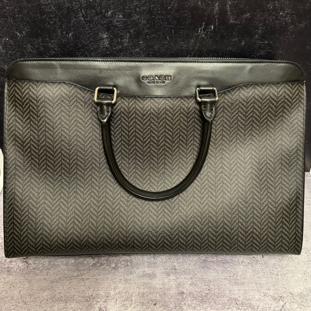 COACH BECKETT STRUCTURED BRIEFCASE WITH HERRINGBONE PRINT (F72990)